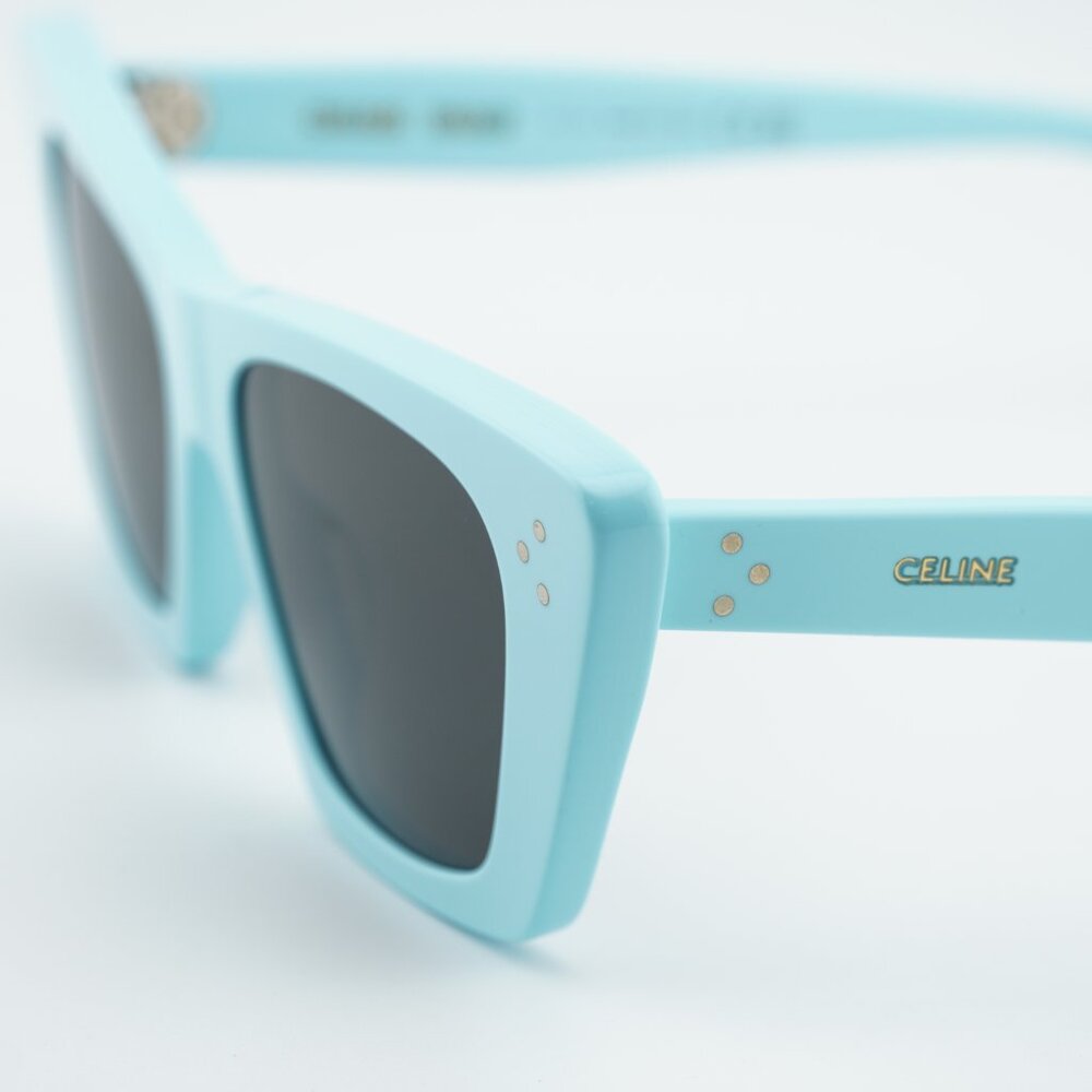 Celine CL40187I 84A Sunglasses Shiny Sky Blue Cat Eye Frame, Grey Lenses - Picture 8 of 10